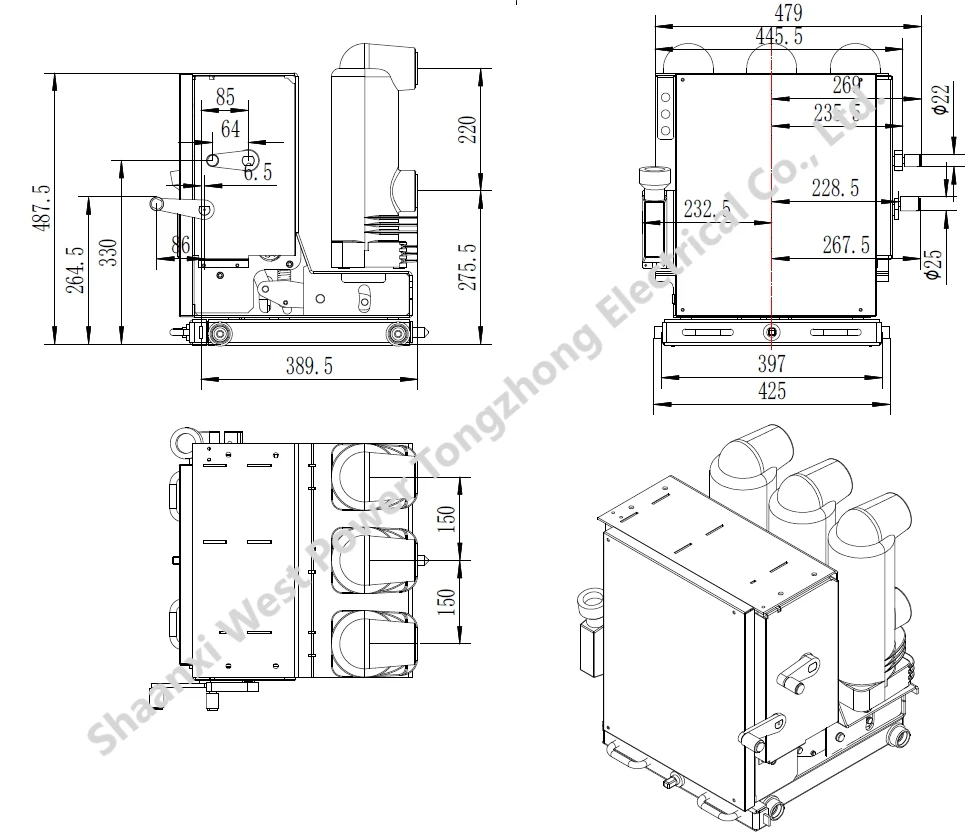 VTZ-12MT Mine Explosion-Proof Vacuum Circuit Breaker outline drawing VTZ-12MT Mine Explosion-Proof Vacuum Circuit Breaker outline drawing